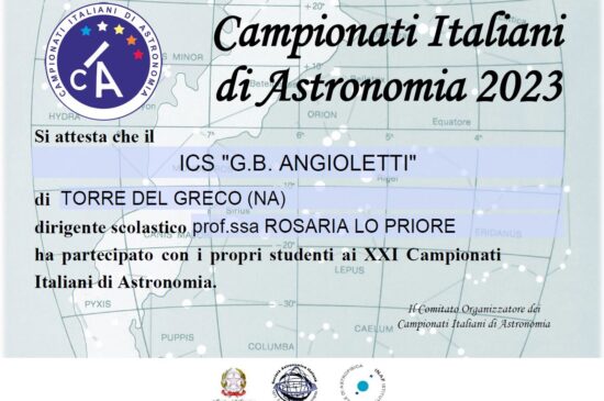 Campionati Italiani di Astronomia 2023 – Attestato di partecipazione